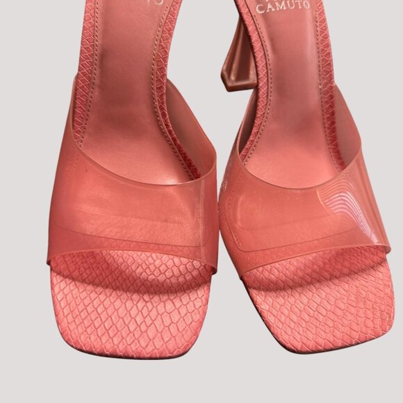 Vince Camuto Women's Rendivi Lucite Dress Sandal Heeled Pink Amethyst SIZE 8 1/2 - Picture 3 of 11